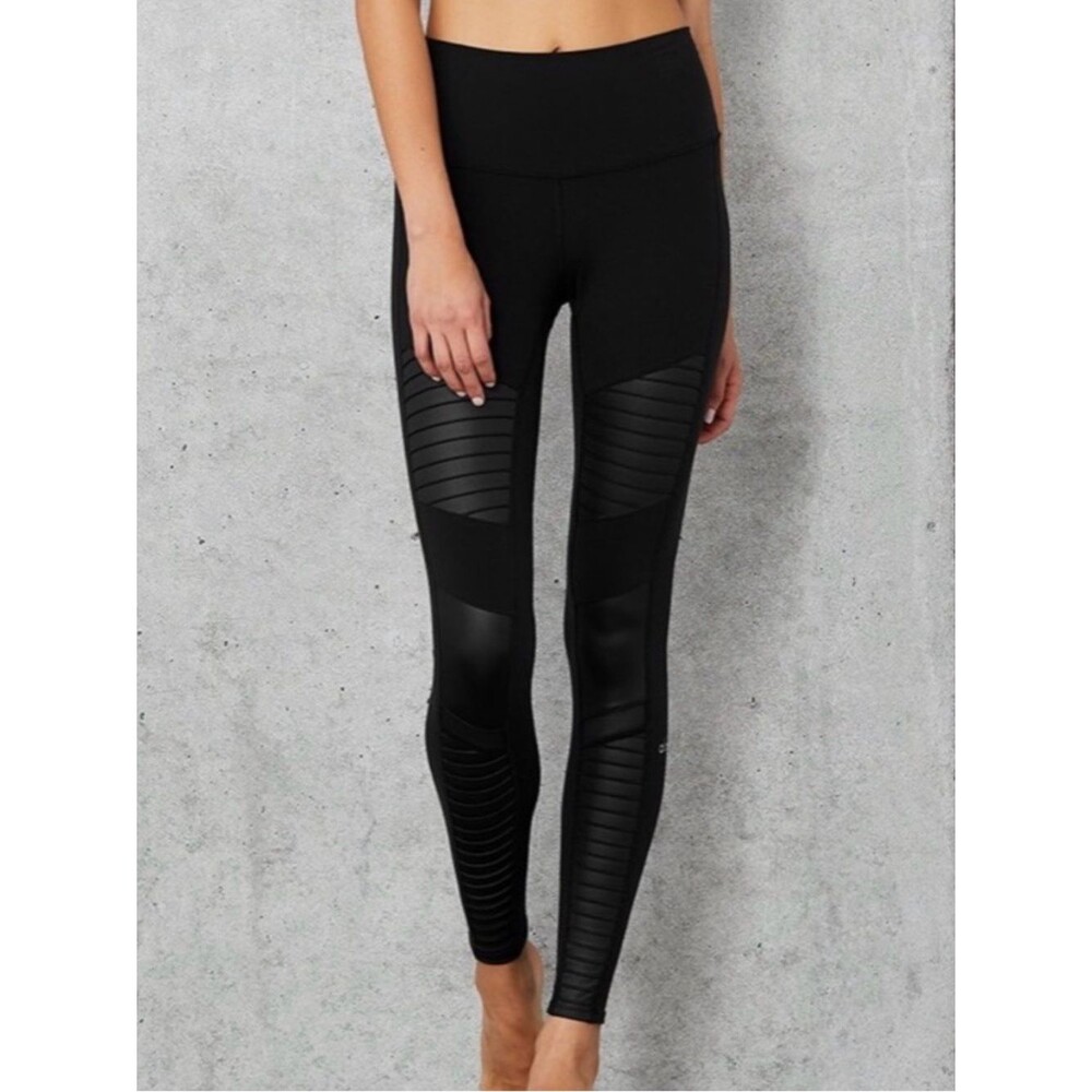 ALO Yoga Black Moto Panel Leggings
